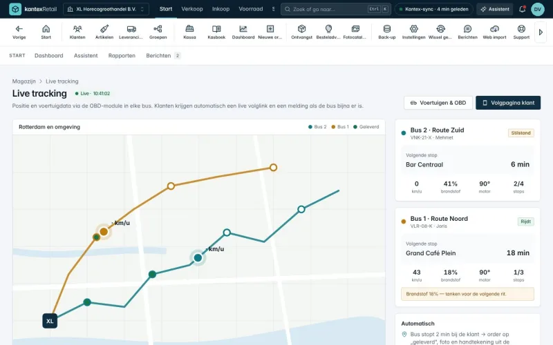 Live tracking van bussen en leveringen
